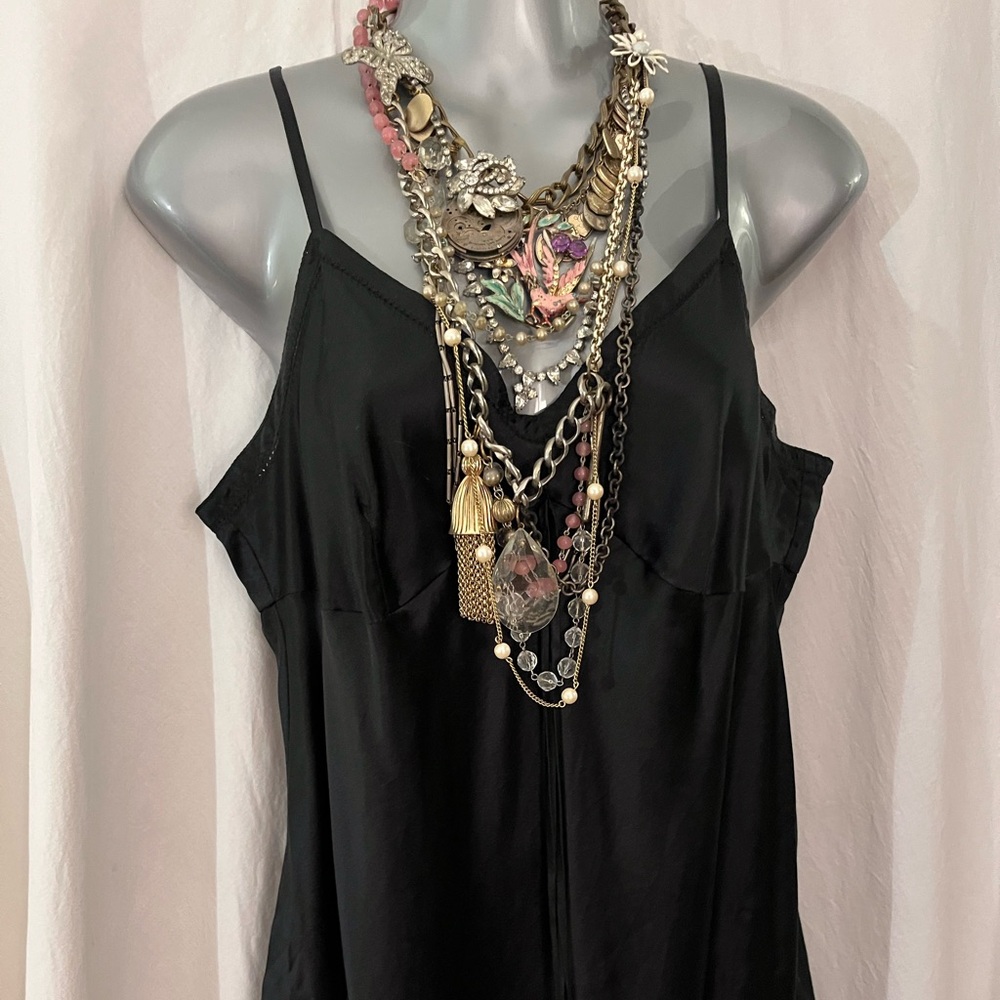 Necklace vintage multi chain neckmess style handmade Etsy Artist ONE OF A KIND - Picture 7 of 10